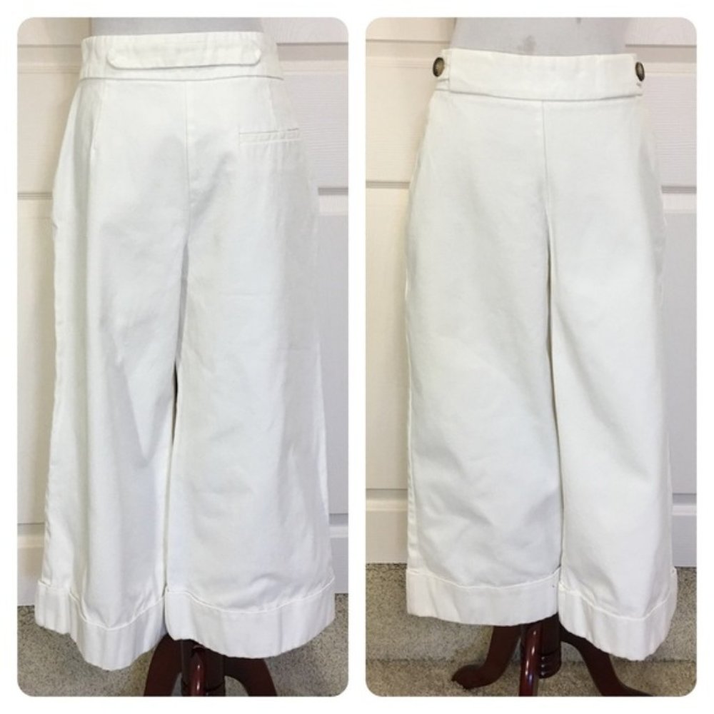 Zara Winter White Culottes Wide Leg Pants